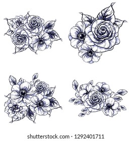 Flowers set. Collection of floral elements