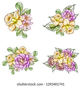 Flowers set. Collection of floral elements