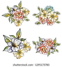 Flowers set. Collection of floral elements