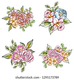 Flowers set. Collection of floral elements