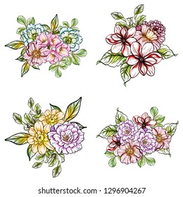 Flowers set. Collection of floral elements