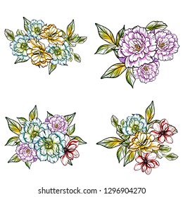 Flowers set. Collection of floral elements