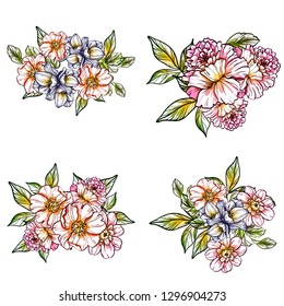 Flowers set. Collection of floral elements