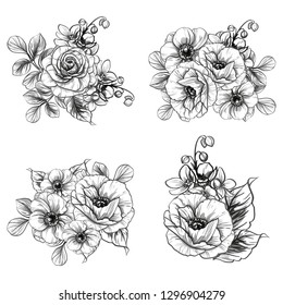 Flowers set. Collection of floral elements