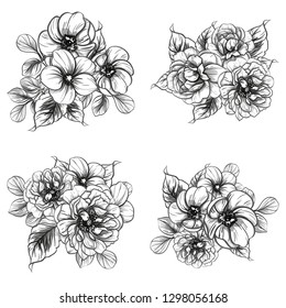 Flowers set. Collection of floral elements