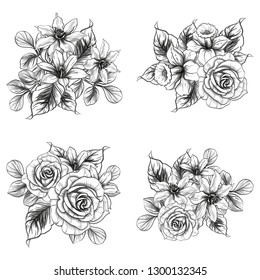 Flowers set. Collection of floral elements