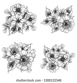 Flowers set. Collection of floral elements