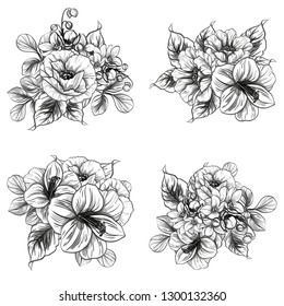 Flowers set. Collection of floral elements