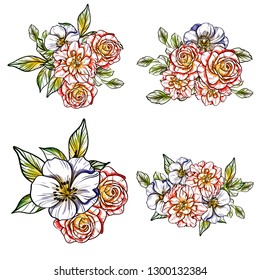 Flowers set. Collection of floral elements