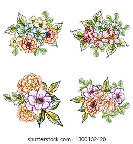Flowers set. Collection of floral elements