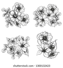 Flowers set. Collection of floral elements