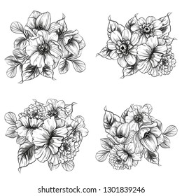 Flowers set. Collection of floral elements