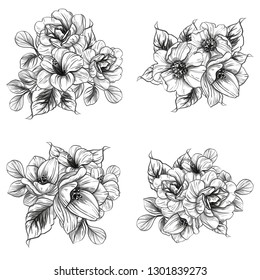 Flowers set. Collection of floral elements