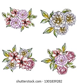 Flowers set. Collection of floral elements