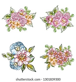 Flowers set. Collection of floral elements