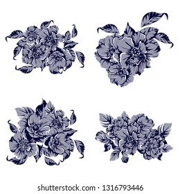 Flowers set. Collection of floral elements