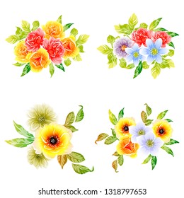 Flowers set. Collection of floral elements