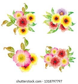 Flowers set. Collection of floral elements