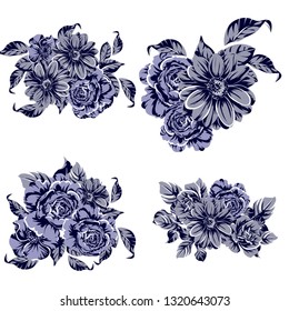 Flowers set. Collection of floral elements