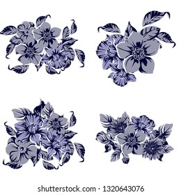 Flowers set. Collection of floral elements
