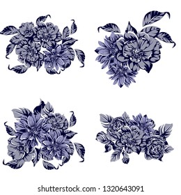 Flowers set. Collection of floral elements