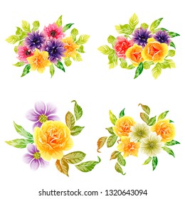 Flowers set. Collection of floral elements