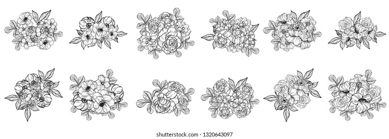 Flowers set. Collection of floral elements