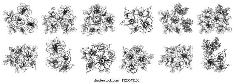 Flowers set. Collection of floral elements