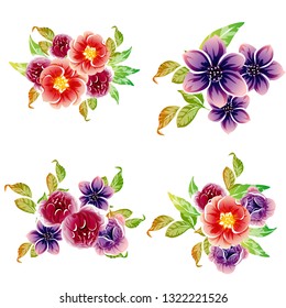 Flowers set. Collection of floral elements