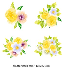 Flowers set. Collection of floral elements