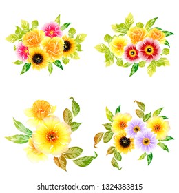 Flowers set. Collection of floral elements