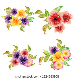 Flowers set. Collection of floral elements