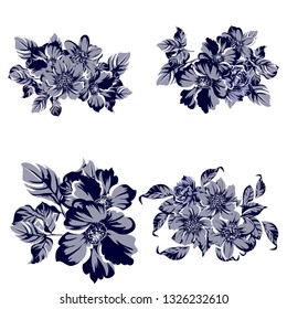 Flowers set. Collection of floral elements