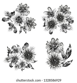 Flowers set. Collection of floral elements
