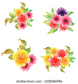 Flowers set. Collection of floral elements