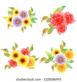 Flowers set. Collection of floral elements