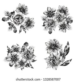 Flowers set. Collection of floral elements