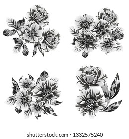Flowers set. Collection of floral elements