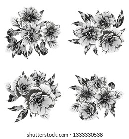 Flowers set. Collection of floral elements