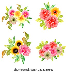 Flowers set. Collection of floral elements