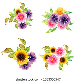 Flowers set. Collection of floral elements