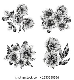 Flowers set. Collection of floral elements