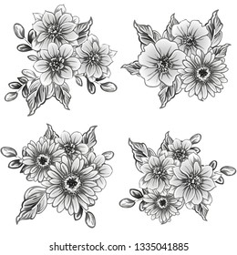 Flowers set. Collection of floral elements