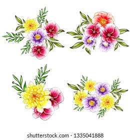 Flowers set. Collection of floral elements