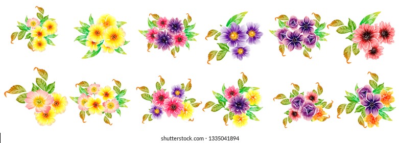Flowers set. Collection of floral elements