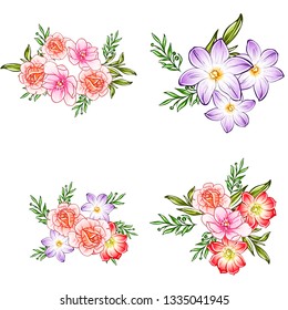 Flowers set. Collection of floral elements
