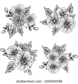 Flowers set. Collection of floral elements