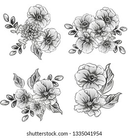 Flowers set. Collection of floral elements