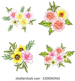 Flowers set. Collection of floral elements