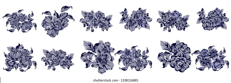 Flowers set. Collection of floral elements